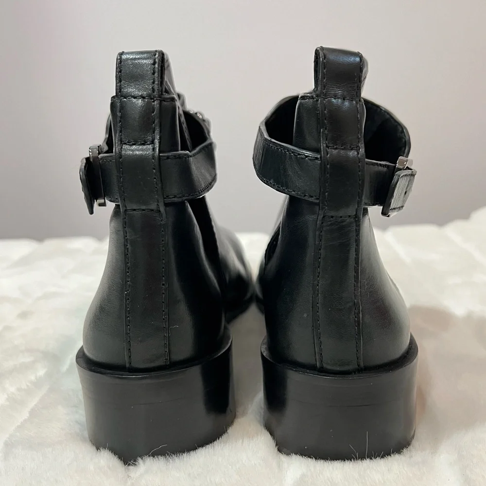 NEW Tory Burch BLOOMFIELD Gunmetal Chain Embellished Black Leather Bootie